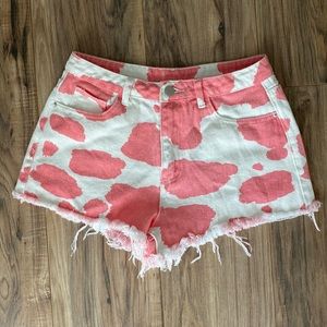Pink cow print Jean shorts
